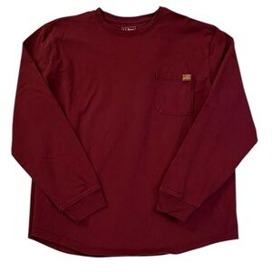 L.L. Bean Traditional Fit Long Sleeve Pocket T-Shirt Red Thick 100% Cotton XL